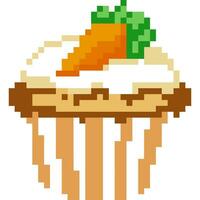 Cup cake cartoon icon in pixel style vector