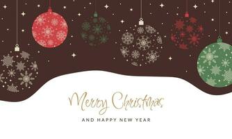 Merry christmas card with hanging ball decoration. - Vector. vector