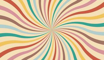 Groovy retro swirl burst, summer and carnival background. Vector illustration