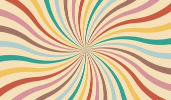 Groovy retro swirl burst, summer and carnival background. Vector illustration