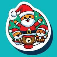 a cartoon santa claus character with a red hat and a red nose vector