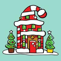 Vector Art drawing of a christmas house