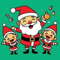 a cartoon santa claus character with a red hat and a red nose vector
