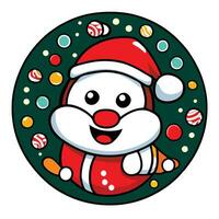 a cartoon santa claus character with a red hat and a red nose vector