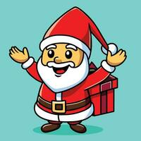 a cartoon santa claus character with a red hat and a red nose vector