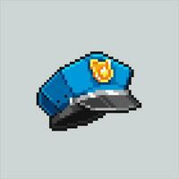 píxel Arte ilustración policía sombrero. pixelado sombrero. seguridad policía sombrero pixelado para el píxel Arte juego y icono para sitio web y vídeo juego. antiguo colegio retro vector