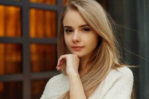 portrait of young beautiful happy smiling girl photo