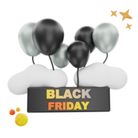 3d rendering Black Friday Ballon icon object png