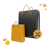 3d rendering Black Friday Bag icon object png