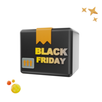 3d rendering Black Friday Package icon object png