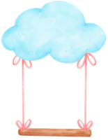 cloud swing watercolor illustration hand painting png