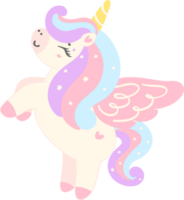 Cute Baby Unicorn with wing cartoon illustration png