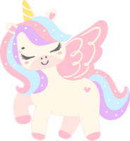 Cute Baby Unicorn with wing cartoon illustration png