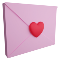 Love letter clipart flat design icon isolated on transparent background, 3D render Valentine concept png
