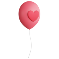 Heart red balloon clipart flat design icon isolated on transparent background, 3D render Valentine concept png