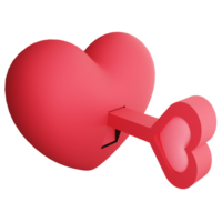 corazón llave para desbloquear el corazón clipart plano diseño icono aislado en transparente fondo, 3d hacer enamorado concepto png