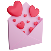 Love letter clipart flat design icon isolated on transparent background, 3D render Valentine concept png