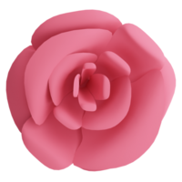 Valentine pink rose top view closeup clipart flat design icon isolated on transparent background, 3D render Valentine concept png