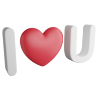 I love you sign clipart flat design icon isolated on transparent background, 3D render Valentine concept png