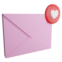 Love letter clipart flat design icon isolated on transparent background, 3D render Valentine concept png