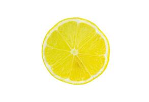 Fragment of a lemon isolated on a white background.A slice of lemon, top view. photo