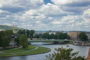 City landscape. View of the bridge across the river photo