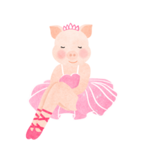 Cute piglet wearing a pink dress, ballet dance png