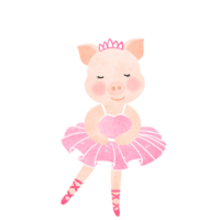 Cute piglet wearing a pink dress, ballet dance png