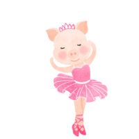 Cute piglet wearing a pink dress, ballet dance png