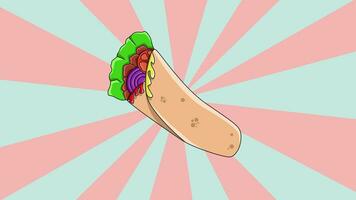 animado Kebab ícone com uma rotativo fundo video