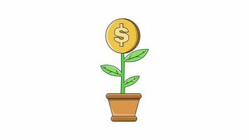 Animation forms a tree and dollar coin icon video