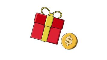 animated video of the gift icon and dollar coin icon