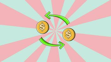 animering av en roterande dollar ikon med en roterande bakgrund video