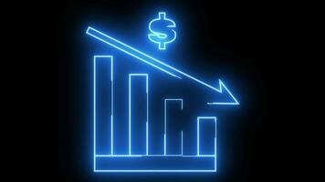 animated graph of a falling dollar with a flaming saber effect video