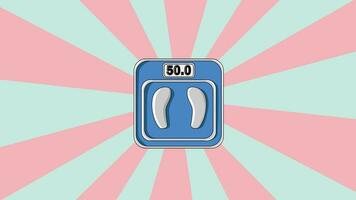 Animated weight scale icon with rotating background video