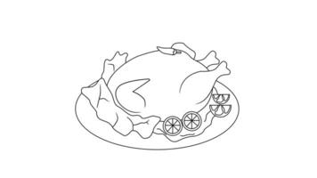 Animation of a sketch of a typical Indonesian food taliwang chicken icon video
