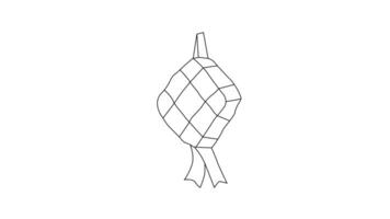 Animation of sketch of rice ketupat icon video