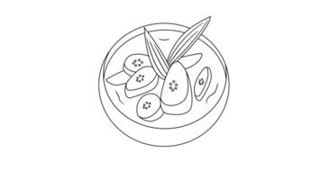 Animation of a sketch of the typical Indonesian food banana compote icon video