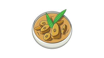 detta animering är ett ikon av banan kompott, en typisk indonesiska mat video