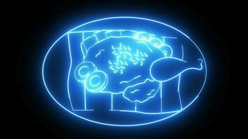 animato salire uduk icona con un' raggiante neon effetto video