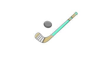 animiert Video von das Eishockey Stock und Ball Symbol