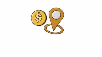 animated video of location icons and dollar coin icons