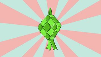 Animation of the ketupat icon with a rotating background video