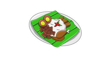 Animation of the typical Indonesian food gudeg rice icon video