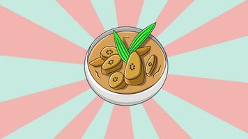 Animation of the banana compote icon with a rotating background video