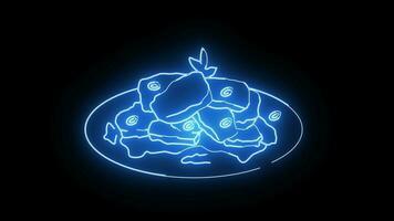 Animated beef rendang icon with a glowing neon effect video