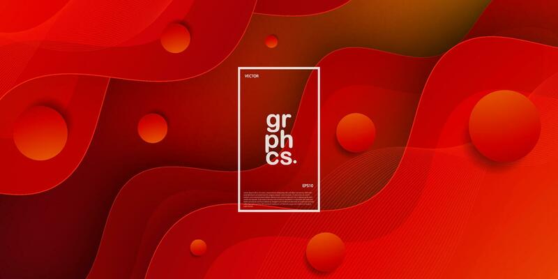 Dark orange abstract background with lines. Wave liquid style creative backdrop with circle pattern. Eps10 vector