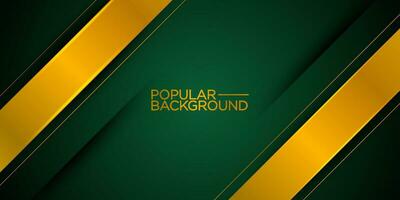 Abstract dark green gradient background with shadow and gold lines. Abstract simple background for banner, brochure, presentation design, and business card. Eps10 vector