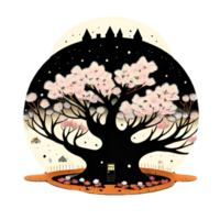 AI generated Pink cherry blossom tree, pink tree png