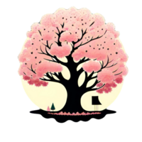 AI generated a pink tree with a pink blossom on it png